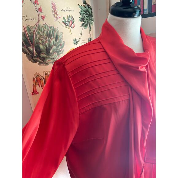 Louis Féraud Vintage Red Secretary Bow Blouse – Size US 16 / XL - Picture 6 of 12